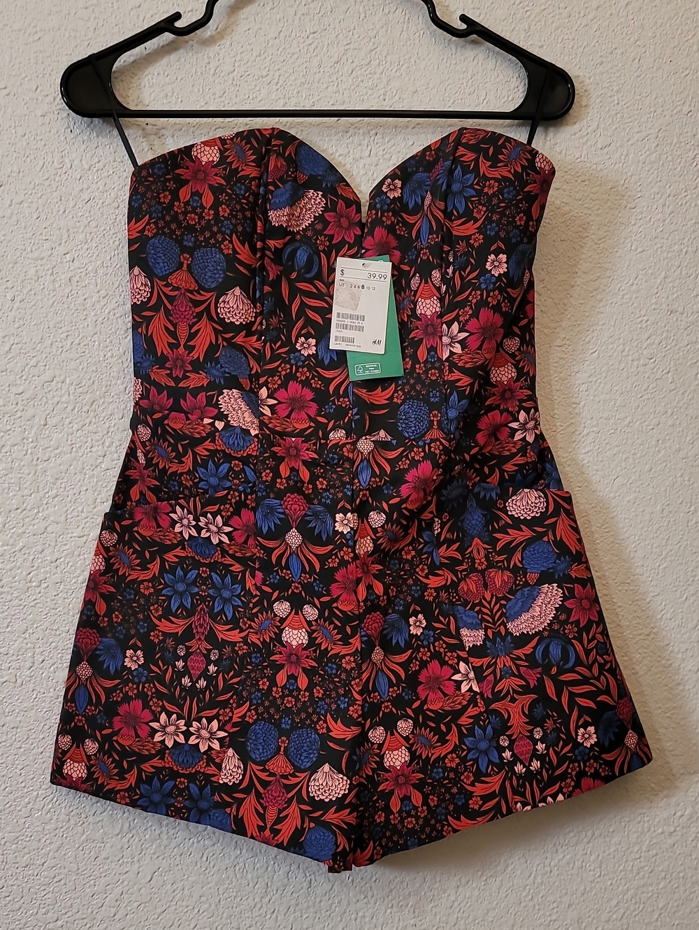 H&M Strapless Floral Romper Dress in Black, Red, Pink and Blue